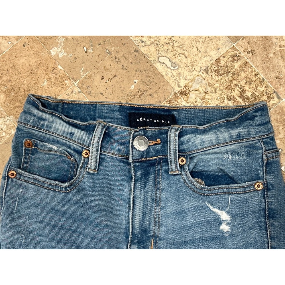 Aeropostale Womens High Waisted Distressed Skinny Jeans Blue Size 00 LXTICM175